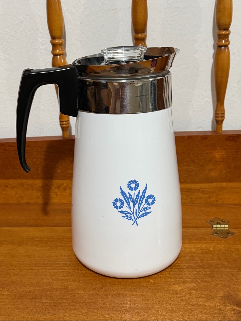 Vintage Corning Ware Blue Cornflower 9 Cup Stovetop Percolator Complete - Picture 2 of 11